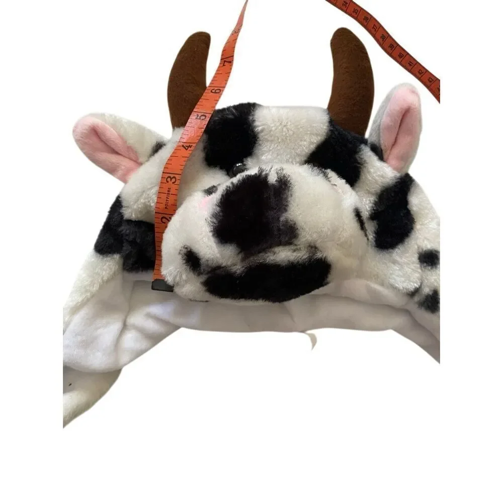 Rugged Wear Unisex Kids One Size Critter Hats White Black Cozy Winter Plush Cow